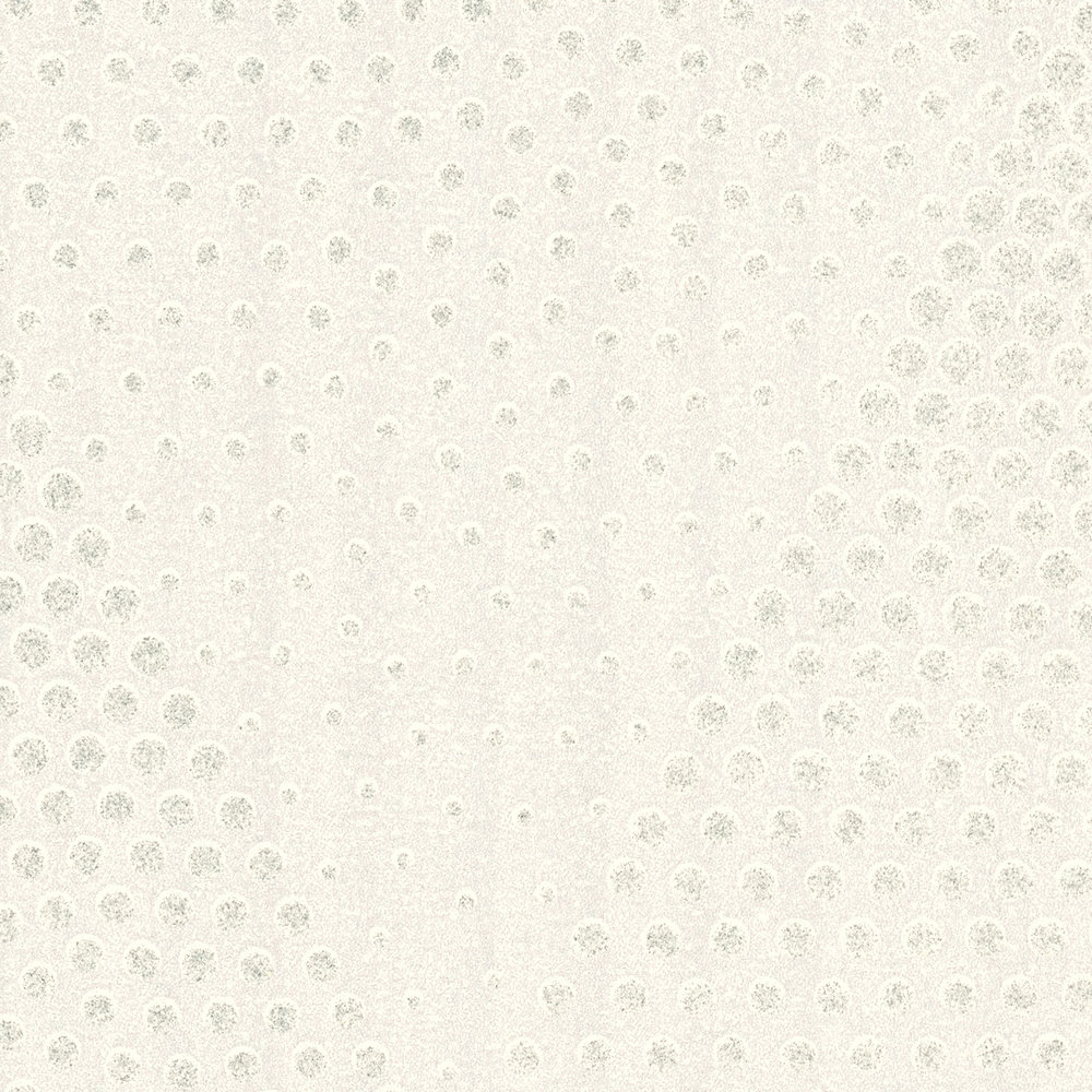             Punkte-Tapete Glitzer Effekt im Retro Stil – Weiß, Silber, Grau
        