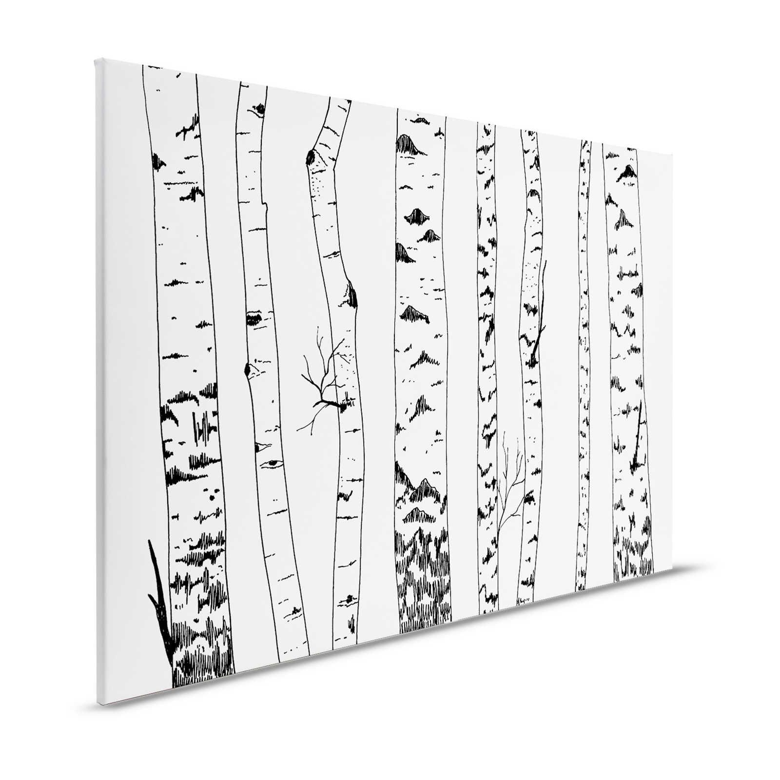 Leinwand gezeichneter Birkenwald – 120 cm x 80 cm
