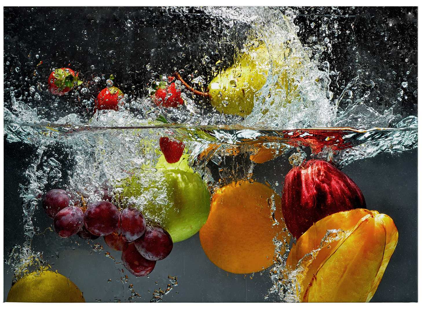             Leinwandbild frisches Obst im Wasserbad – 0,70 m x 0,50 m
        