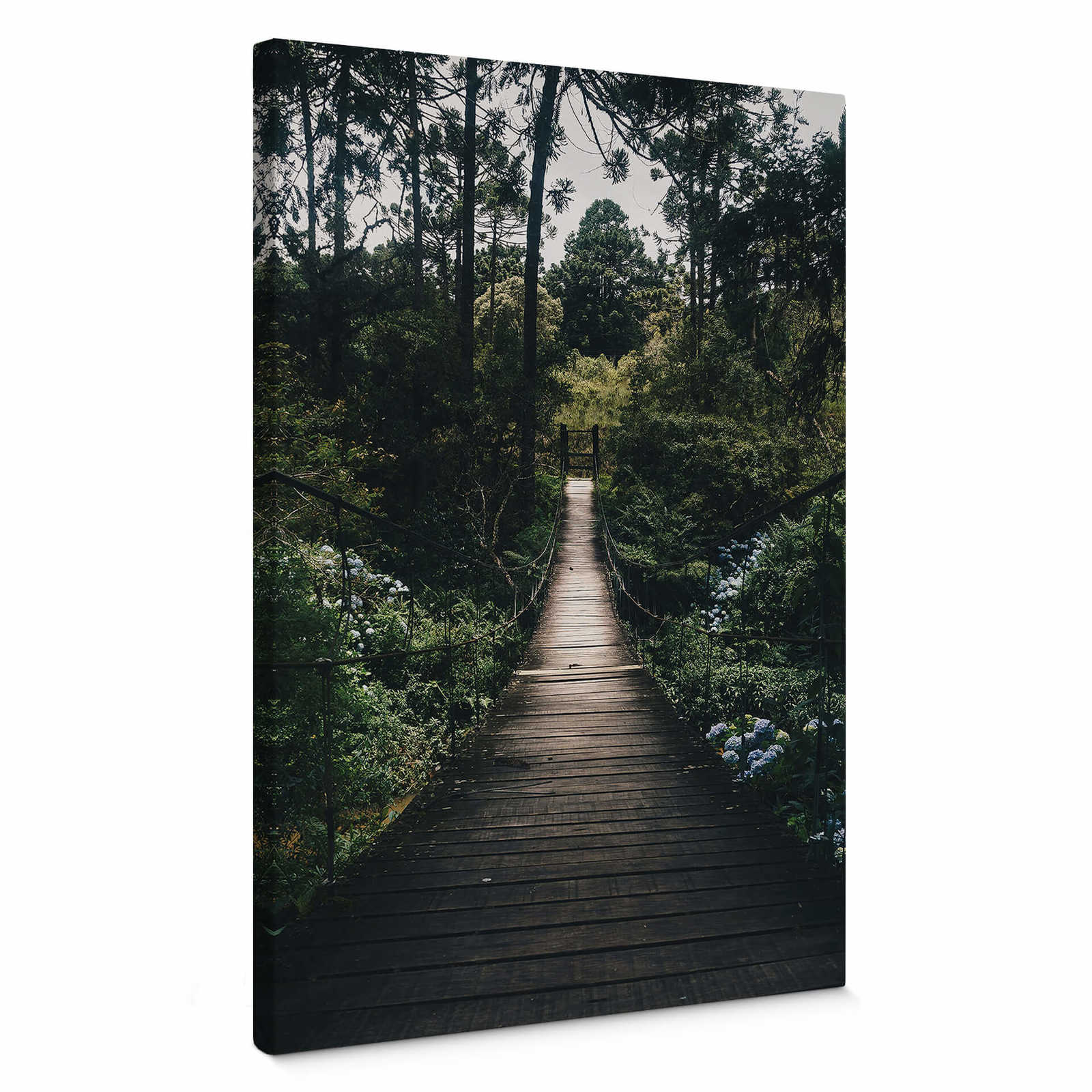         Leinwandbild Hängebrücke im Wald im Sommer – 0,50 m x 0,70 m
    