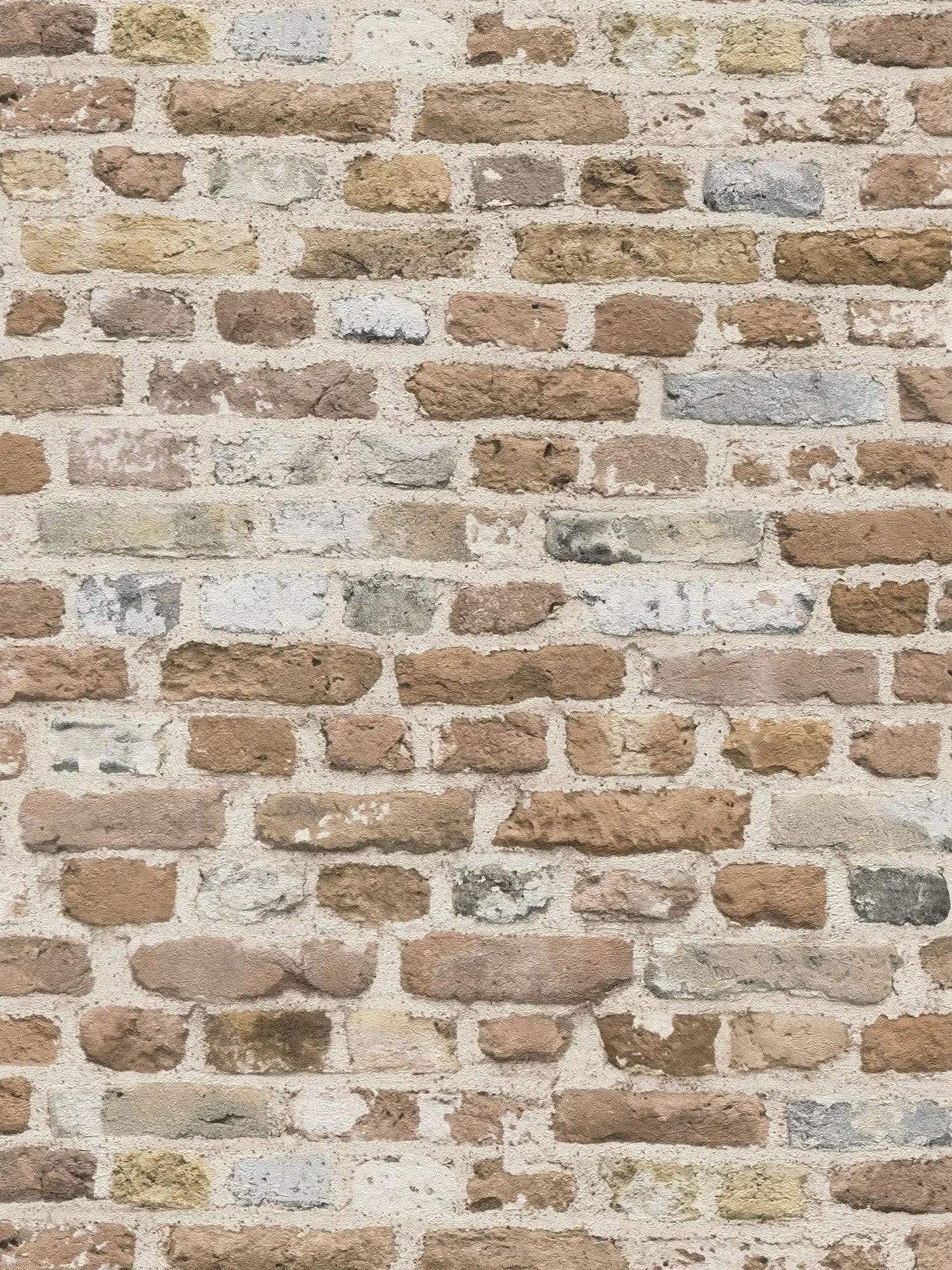         Braune Steintapete mit Ziegelmaueroptik – Braun, Grau
    