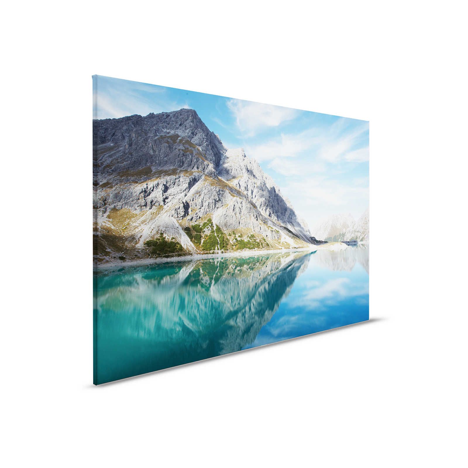         Bergsee klar - Leinwandbild mit natürlichem Bergpanorama – 0,90 m x 0,60 m
    