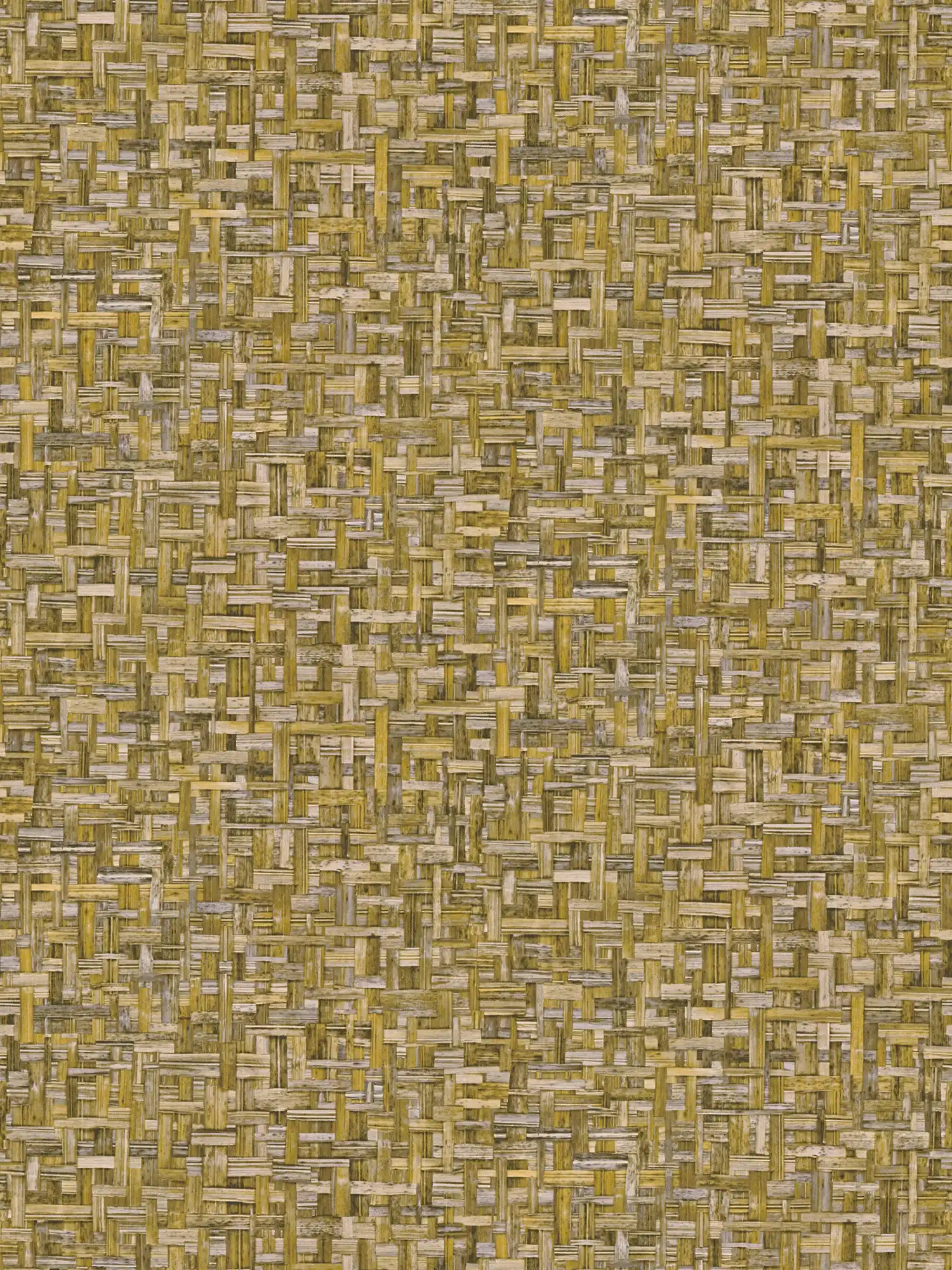Tapete Maisgelb mit Gras-Geflecht Muster im Natur Stil – Gelb
