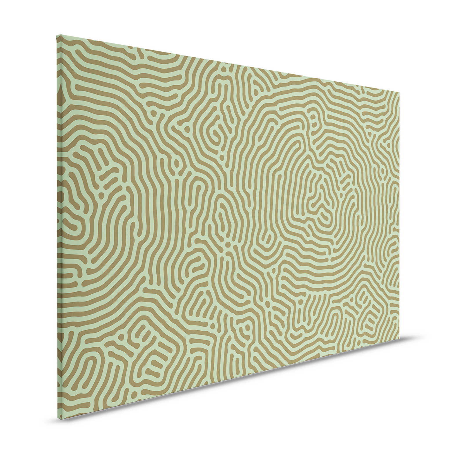 Sahel 1 - Grünes Leinwandbild Labyrinth Muster Salbeigrün – 1,20 m x 0,80 m
