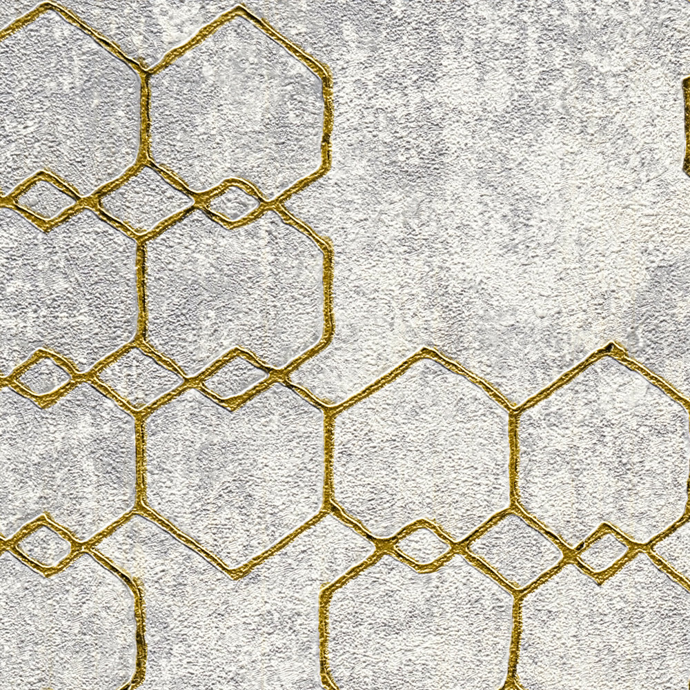             Tapete modernes Design Gold & Beton Effekt – Grau, Gold
        