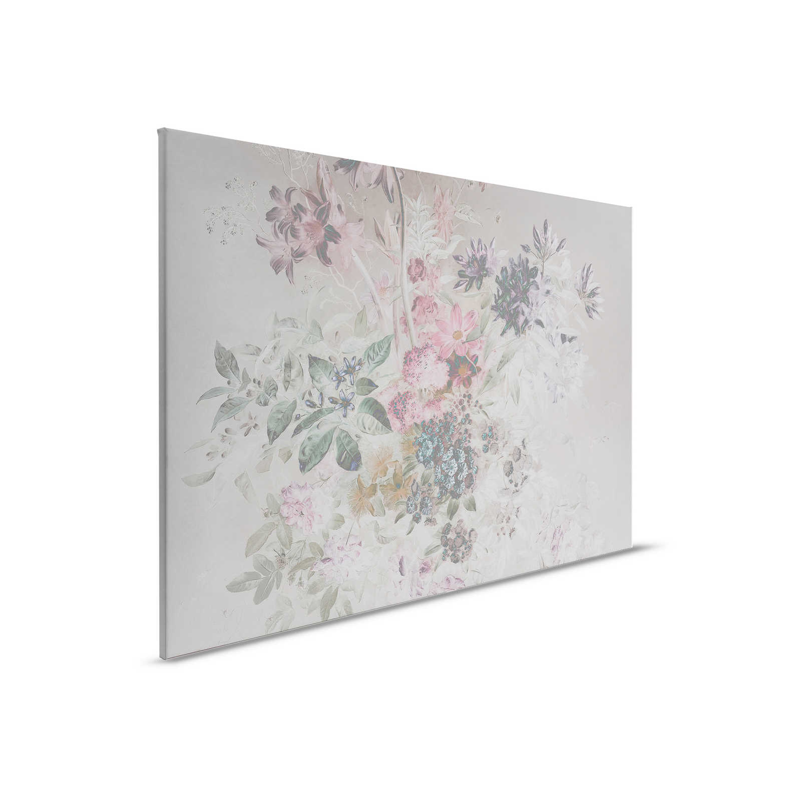         Blumen Leinwandbild mit Pastellfarben Design | rosa, grau – 0,90 m x 0,60 m
    