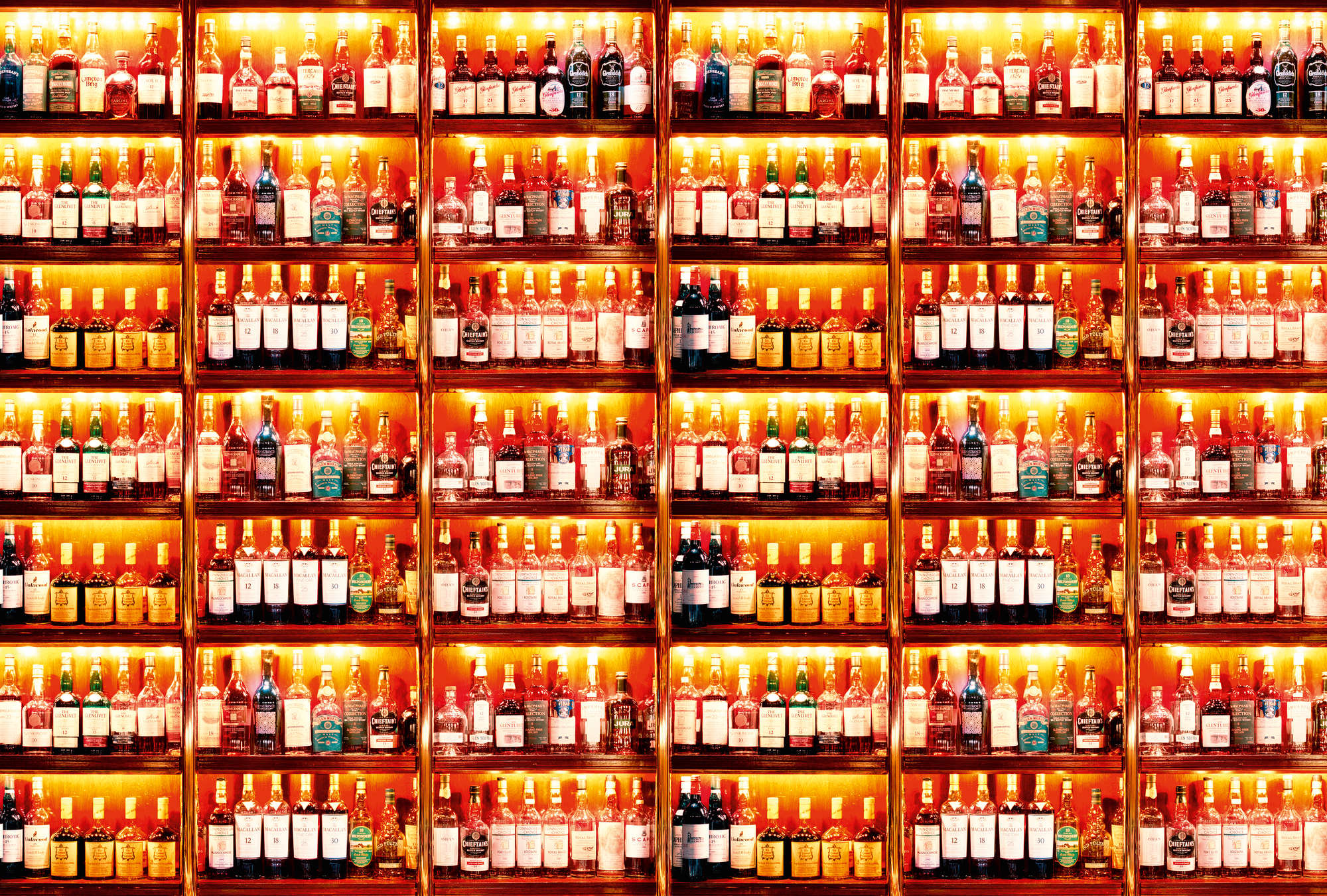             Flaschenregal – Fototapete Bar Motiv Spiritus Regal
        