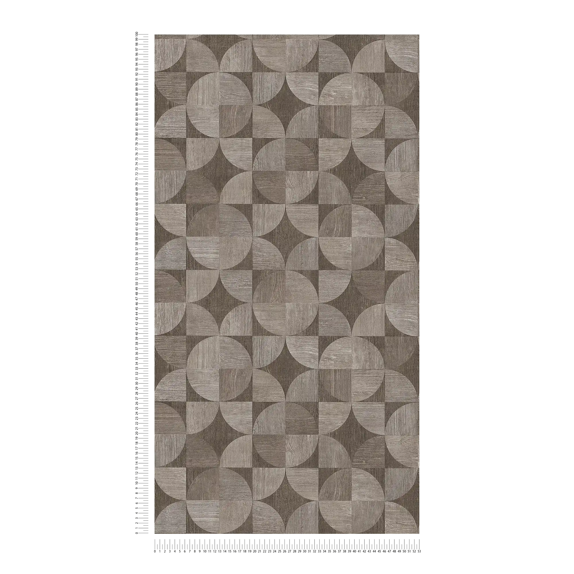            Tapete mit grafischem Muster in Holzoptik – Grau, Braun
        