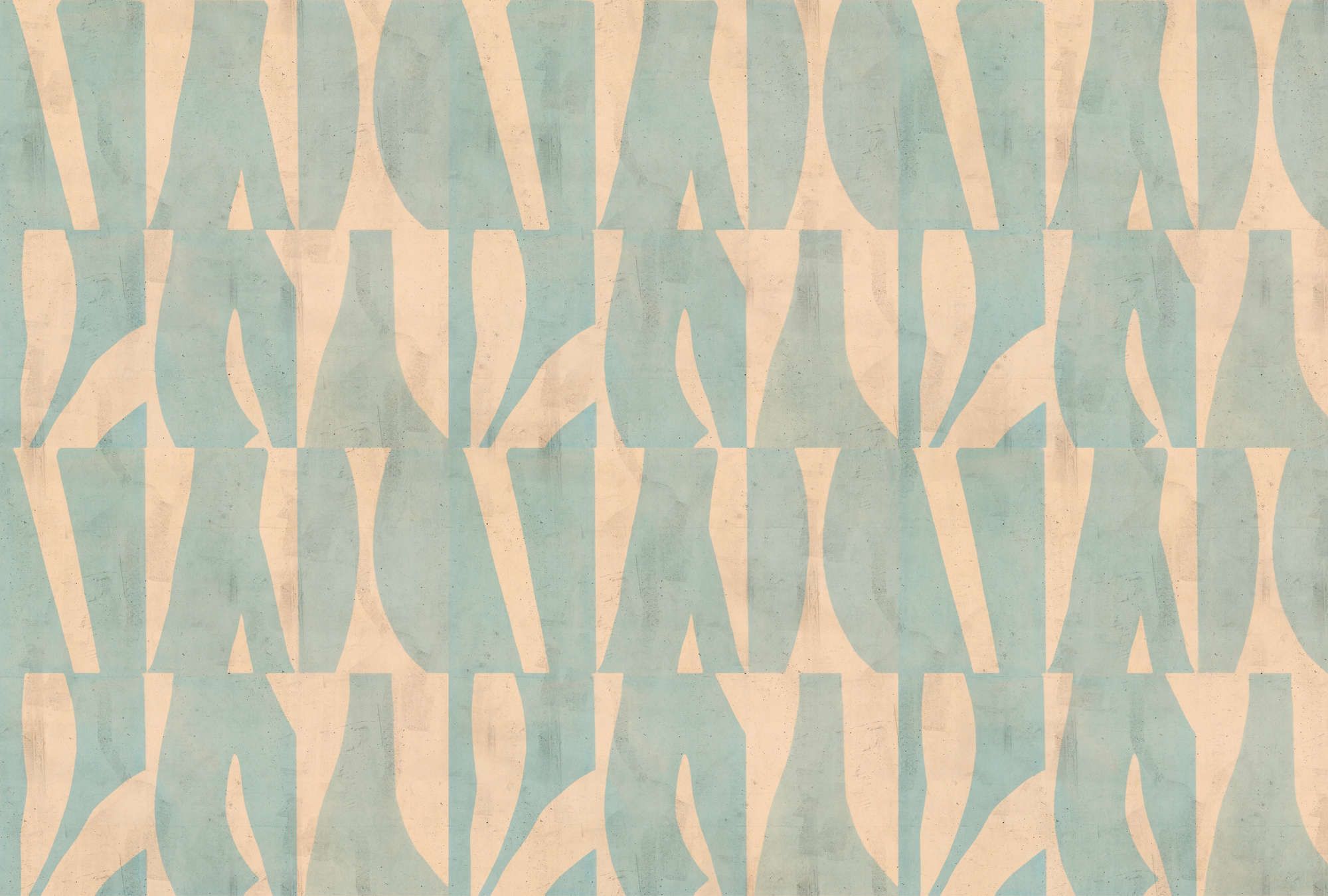             Fototapete »laila« - Grafisches Muster auf Betonputz-Struktur – Beige, Mintgrün | Glattes, leicht perlmutt-schimmerndes Vlies
        
