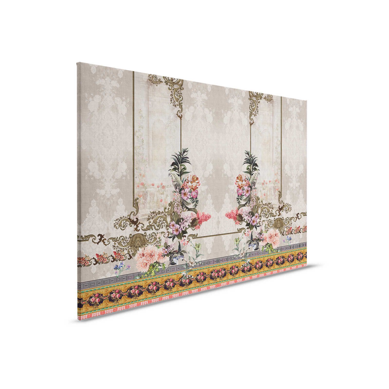 Oriental Garden 1 - Leinwandbild Wand Dekor Blumen & Borten – 0,90 m x 0,60 m
