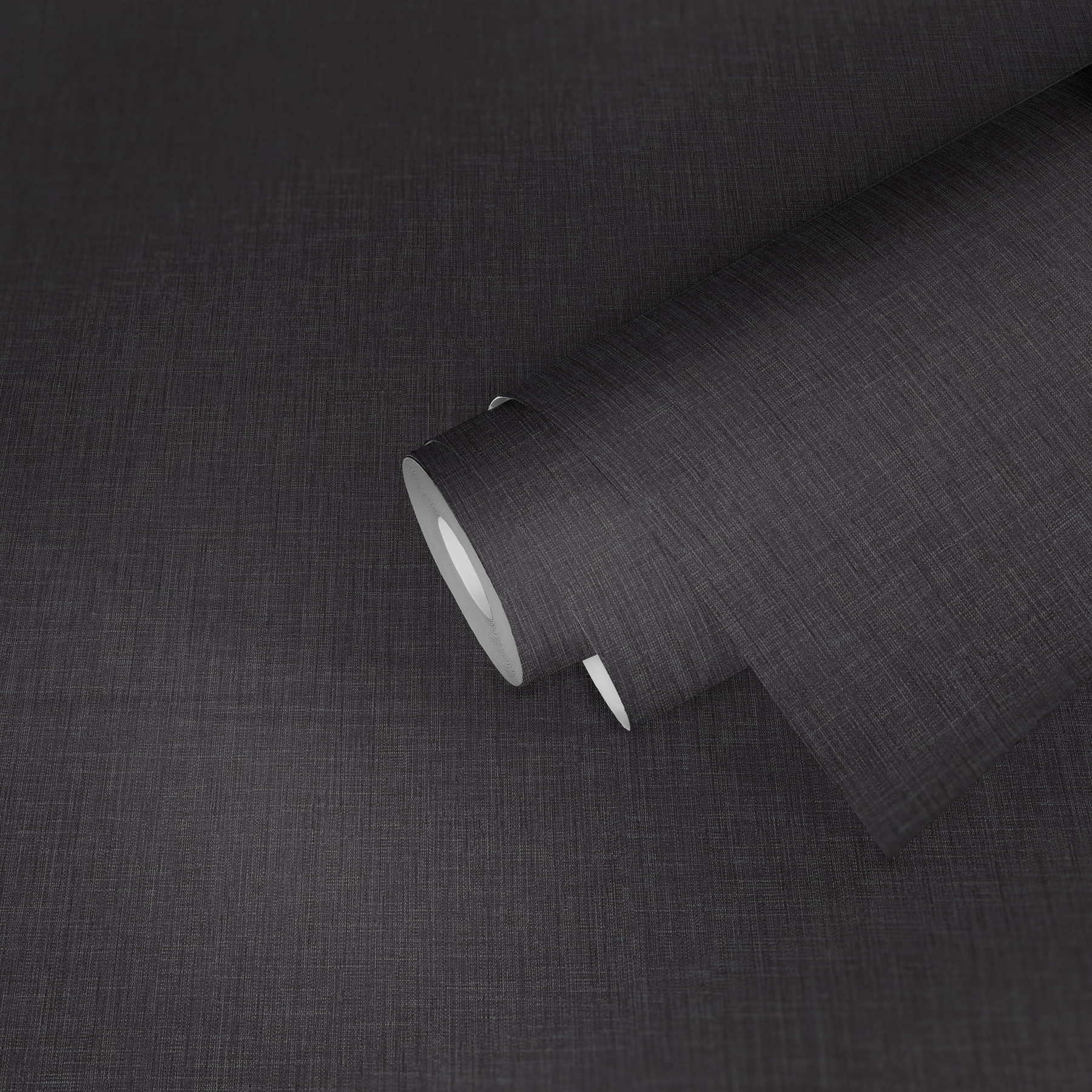             Uni Tapete mit textiler Struktur – Schwarz
        