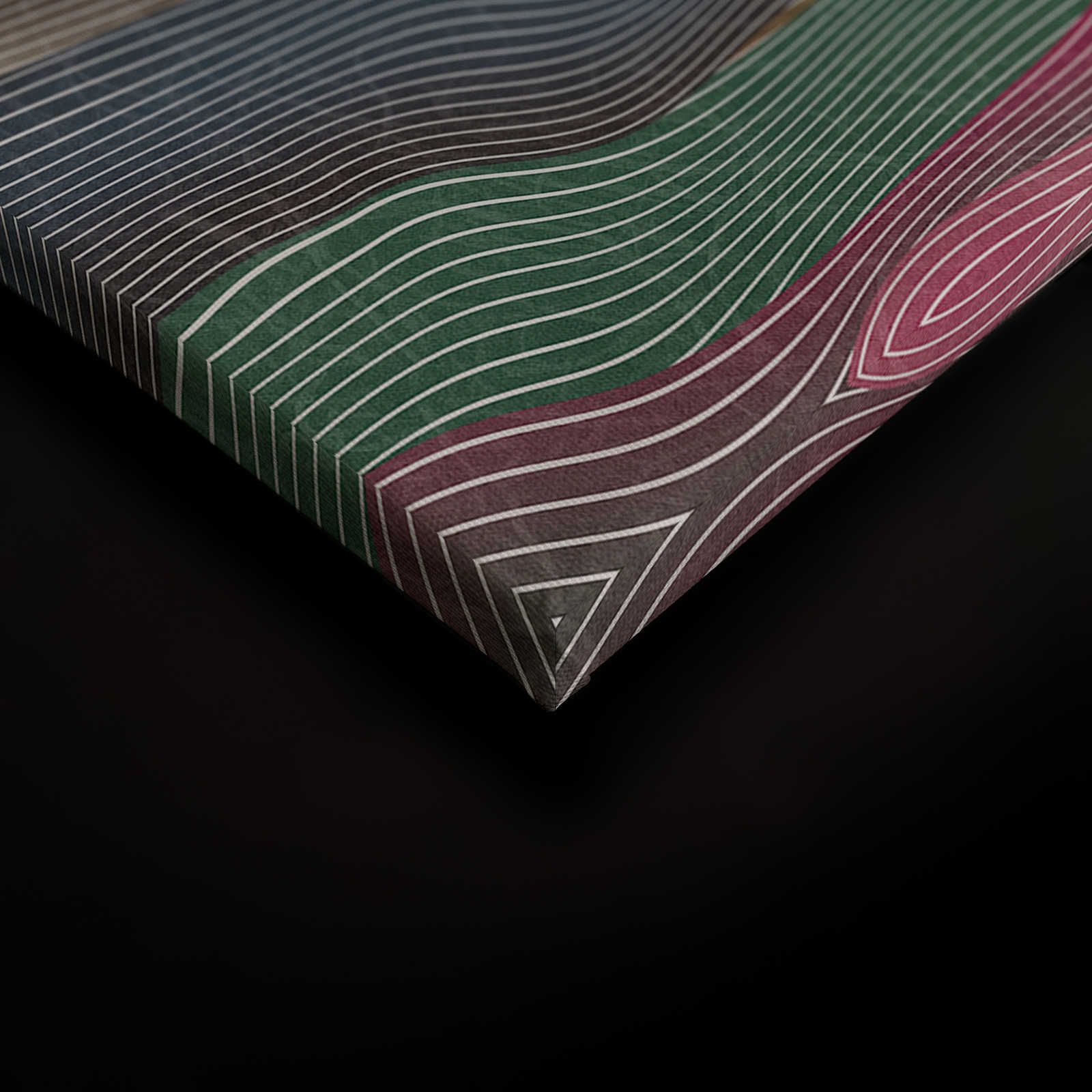             Space 1 - Leinwandbild Wellen Muster Pink & Grün im Retro Stil – 0,90 m x 0,60 m
        