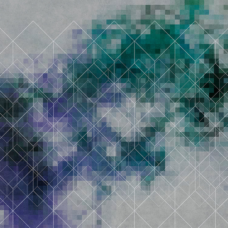         Fototapete Farbe-Wolken & Linienmuster – Blau, Grün, Grau
    