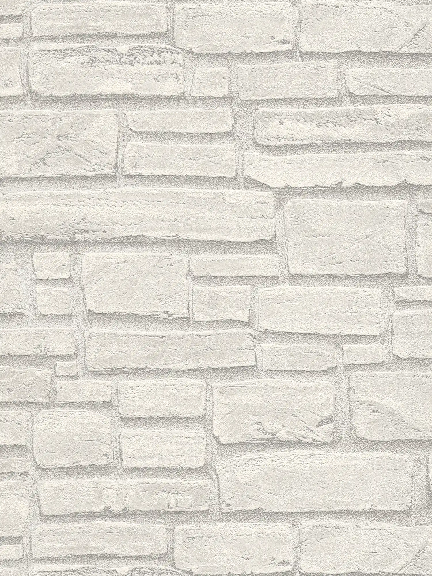         Mauerwerk-Tapete mit hellgrauen Steinen – Weiß, Grau
    