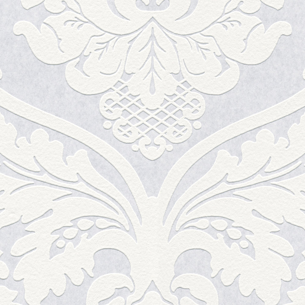             Ornament-Tapete Barock Stil und 3D-Effekt – Weiß
        