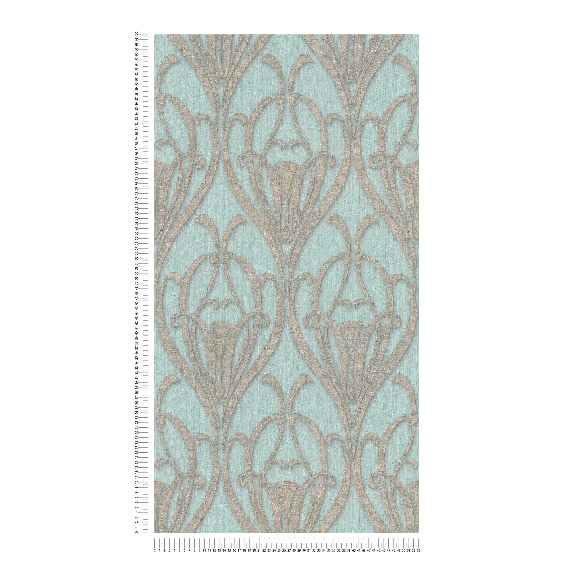             Mintgrüne Tapete Art Deco Muster mit Struktureffekt
        
