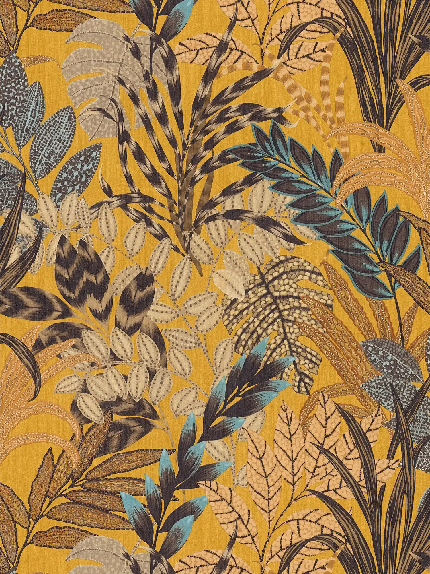         Tapete mit Blätter-Motiv in leuchtenden Farben – Braun, Bunt, Gelb
    