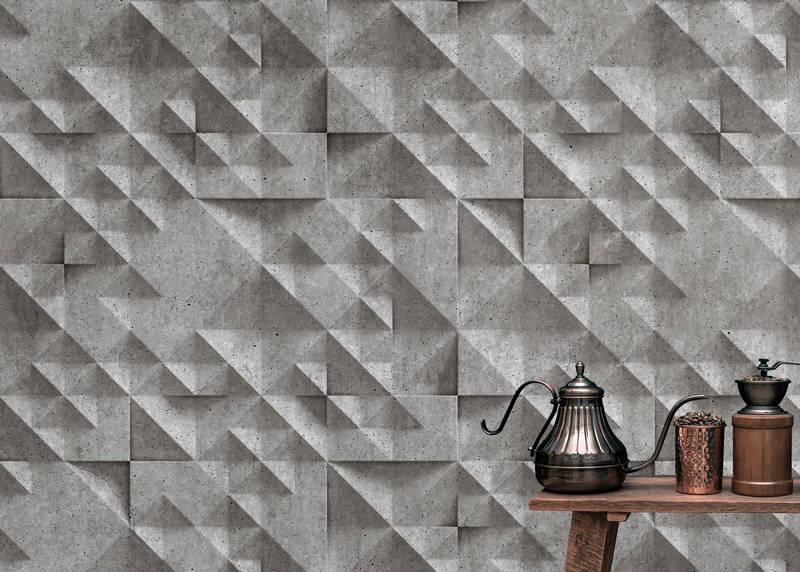             Concrete 2 - Coole 3D Beton-Rauten Fototapete – Grau, Schwarz | Mattes Glattvlies
        