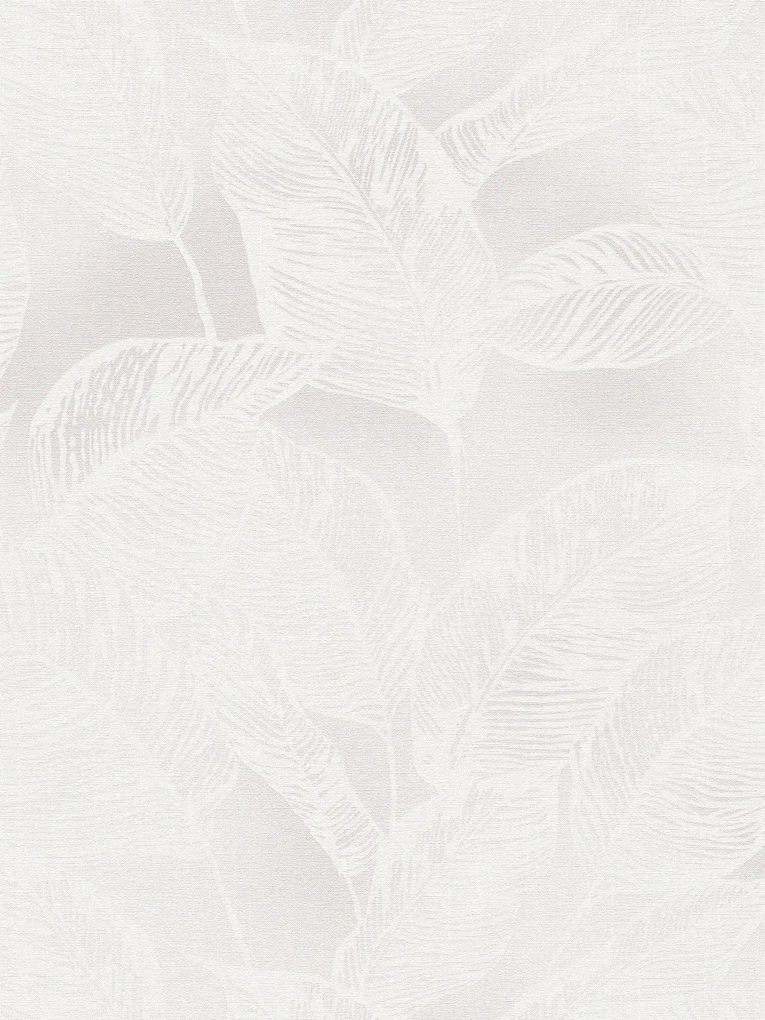Vliestapete mit Blättern PVC-frei – Weiß, Grau