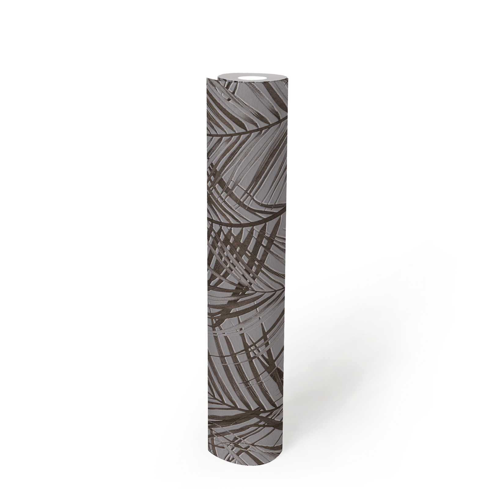             Florale Tapete mit Palmen Muster in matt – Grau, Braun
        