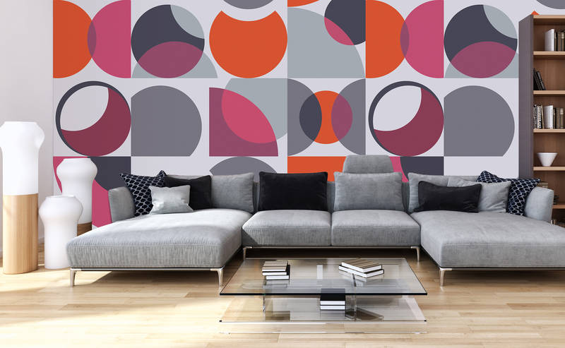             Fototapete Retro-Design geometrisch & abstrakt – Orange, Violett, Grau
        