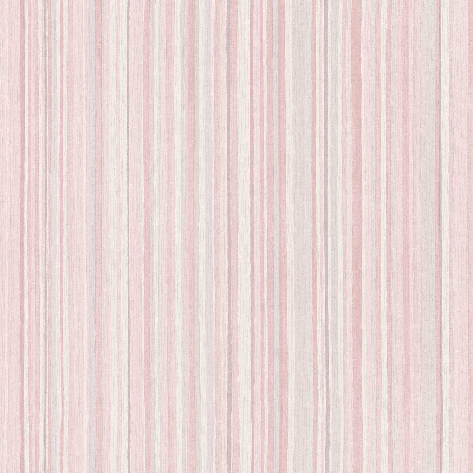 Streifen-Tapete mit schmalem Linienmuster – Rosa, Grau
