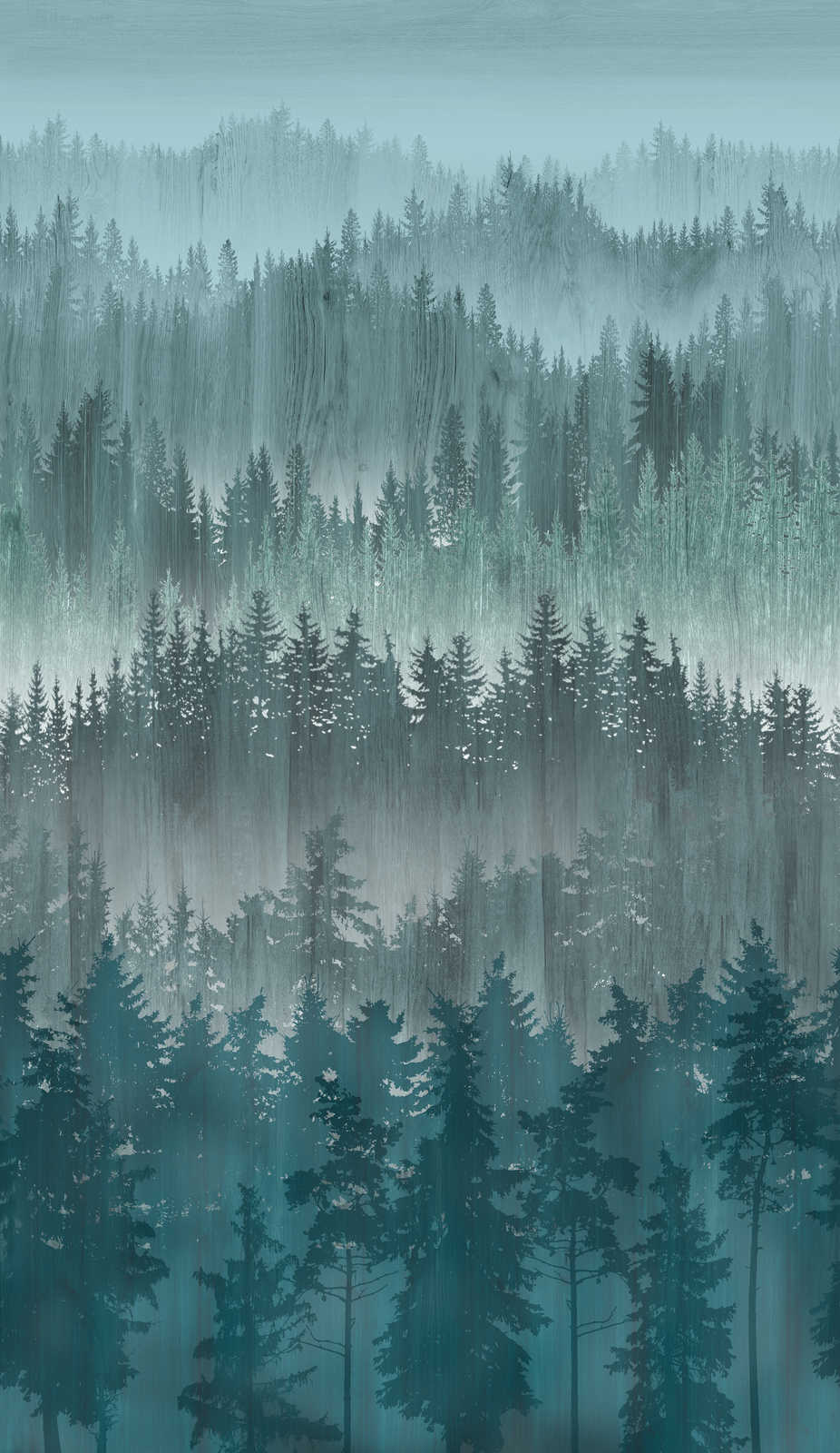             Vliestapete mit abstraktem Waldmuster – Blau, Grau, Petrol
        