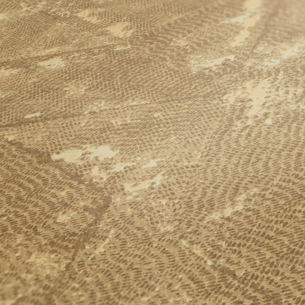             Unifarbene Vliestapete mit asymmetrischen Details – Beige, Braun, Gold
        