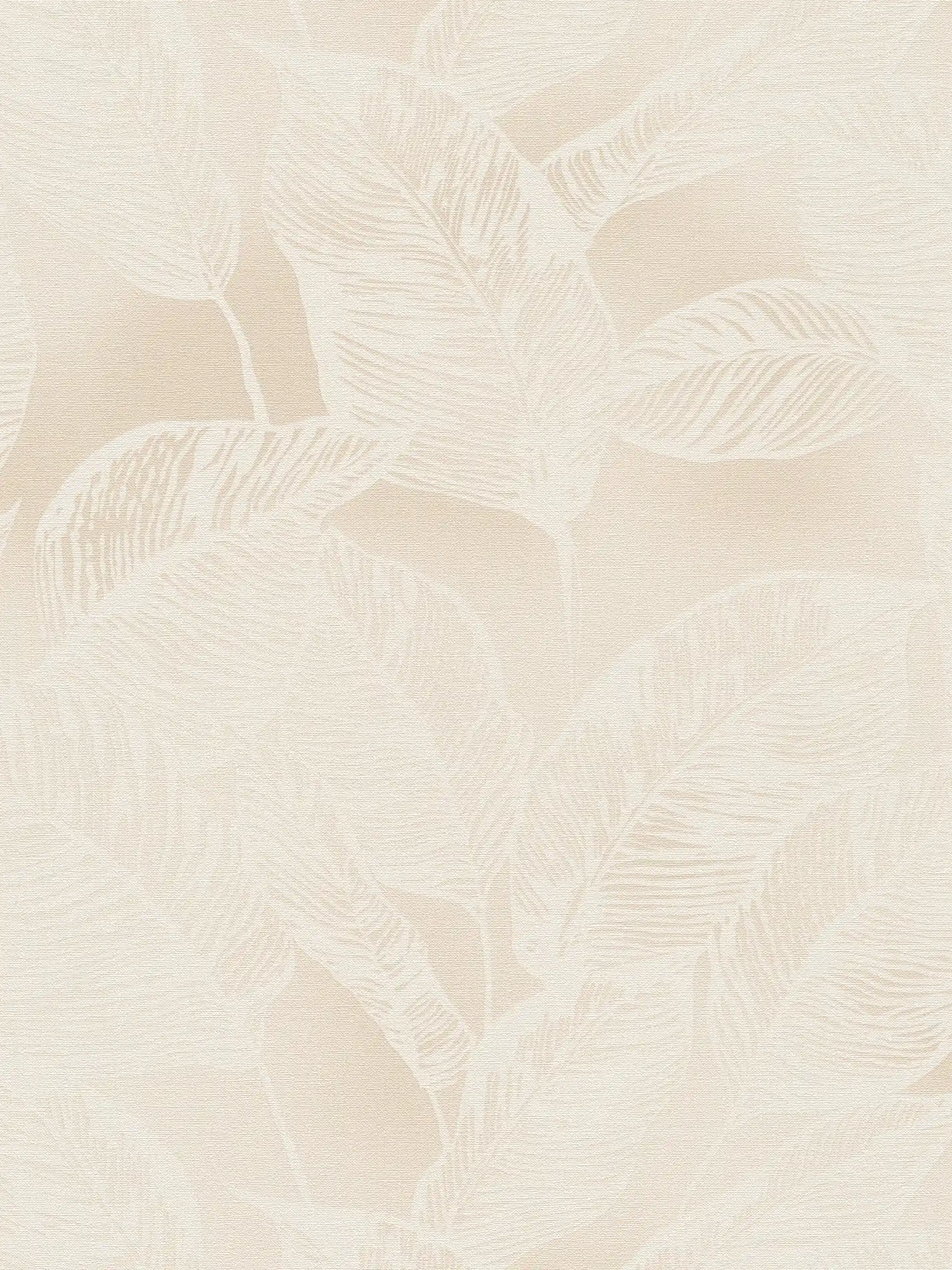 Blättermuster Vliestapete PVC-frei – Beige, Weiß
