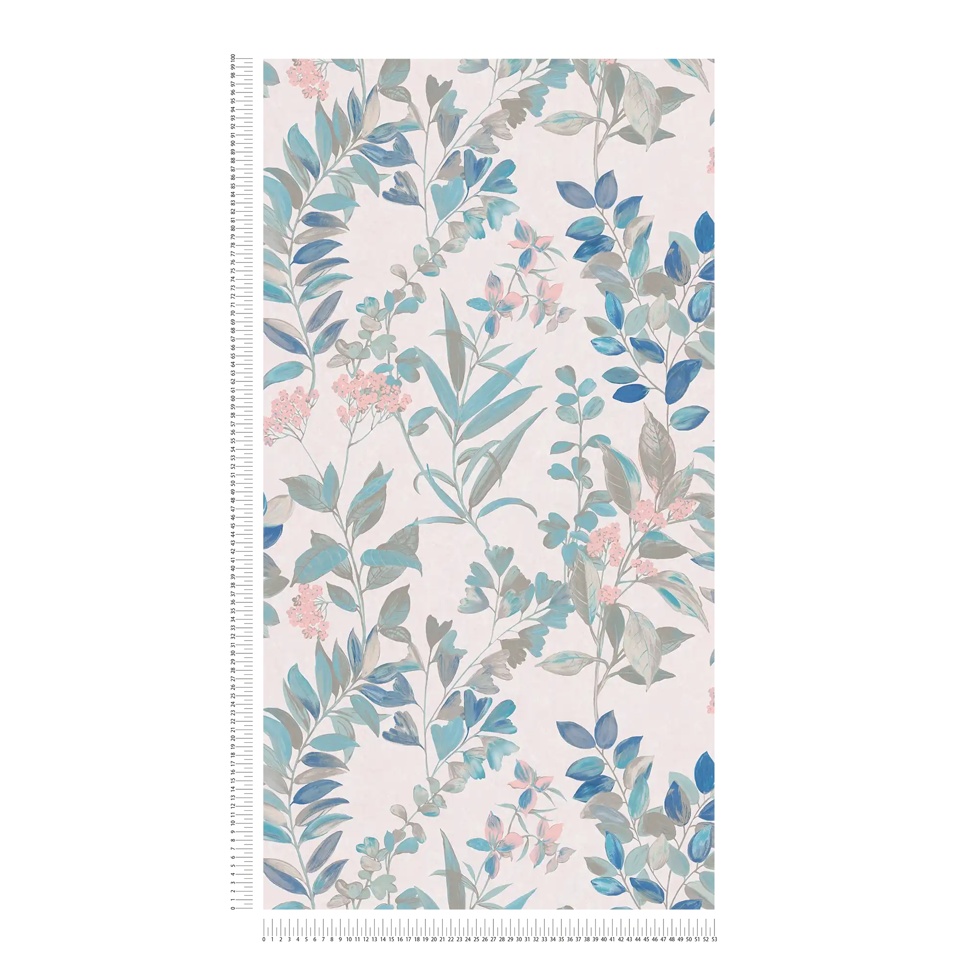             Blumentapete mit floralem Muster – Bunt, Weiß, Türkis
        