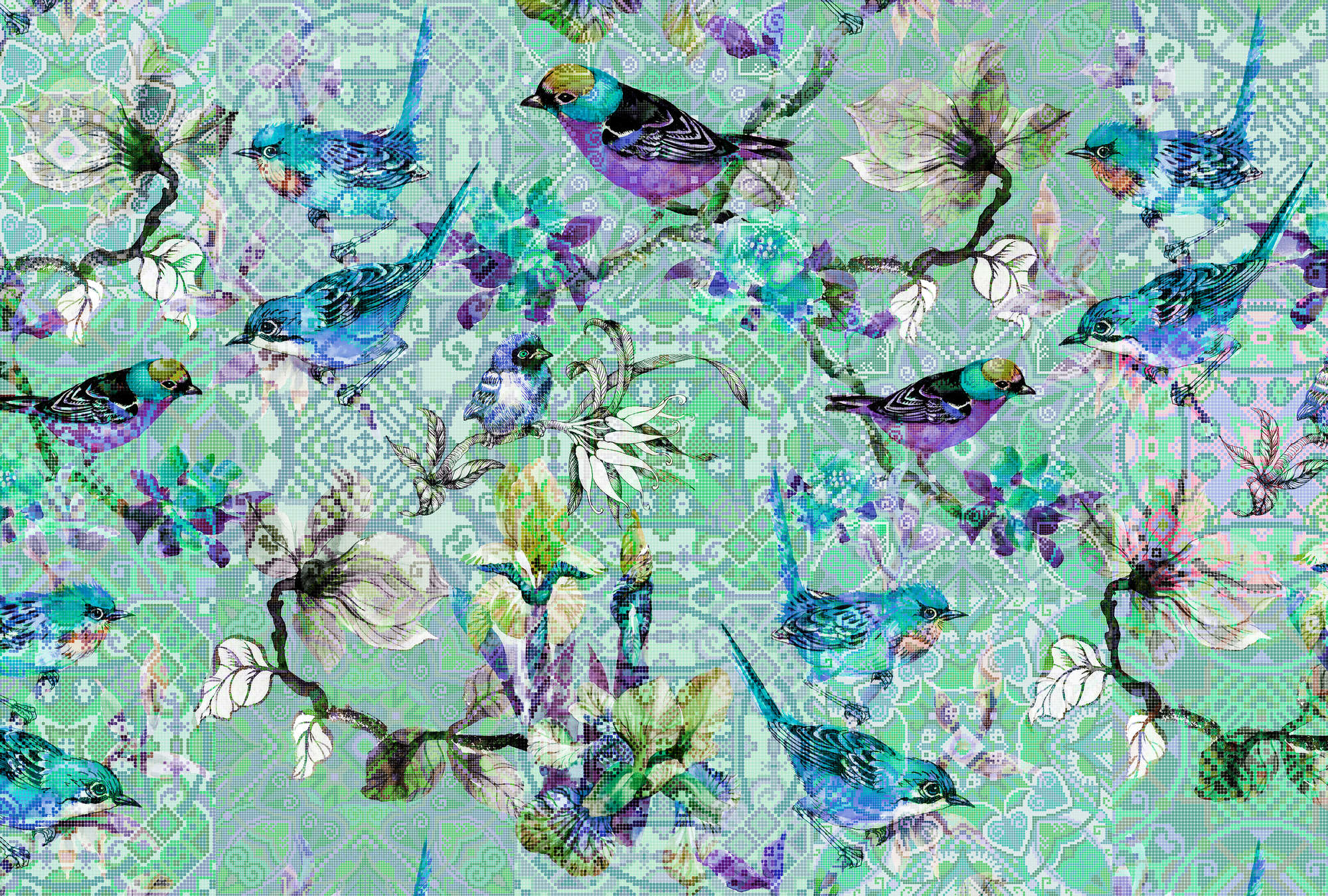             Vogel Fototapete mit Mosaik Muster – Walls by Patel
        