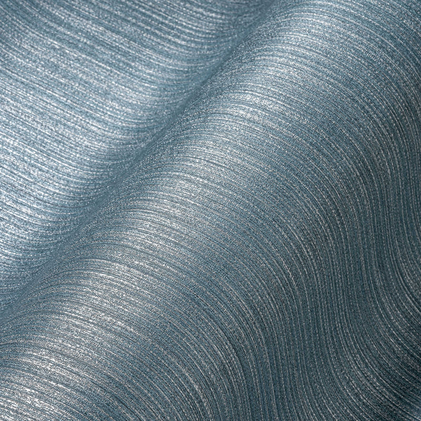             Unitapete mit graublauer Textiloptik – Blau, Metallic
        