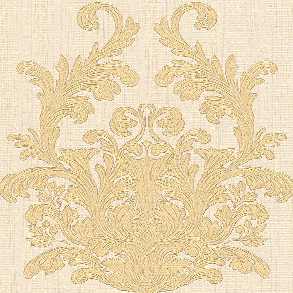             Vliestapete Gold Dekor mit Strukturmuster & Ornamenten – Creme, Metallic
        