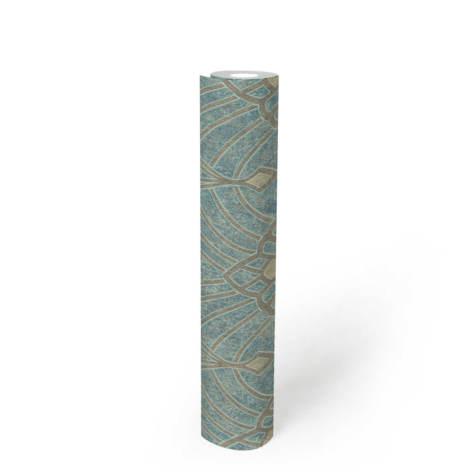             Art Deco Tapete Grün mit Metallic Muster & Struktureffekt
        