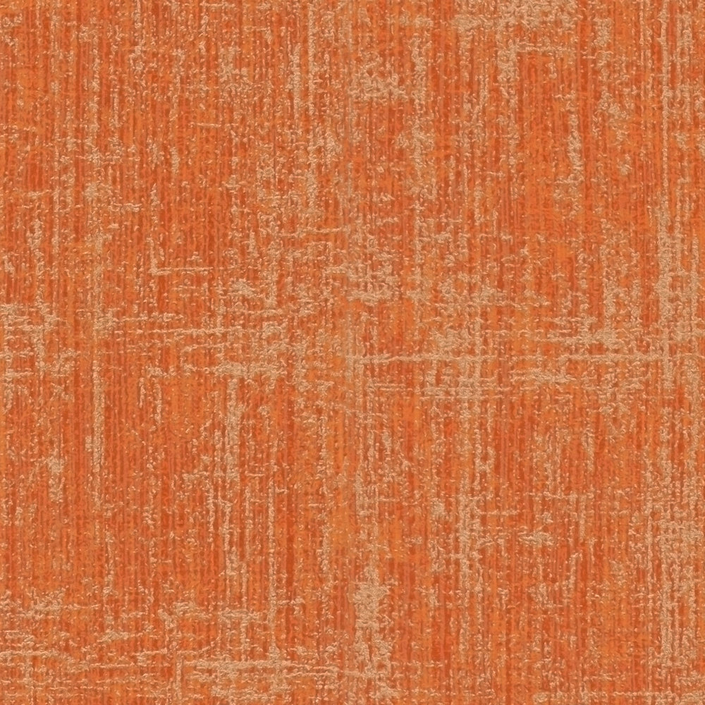             Orange Tapete mit Leinenstruktur Design
        