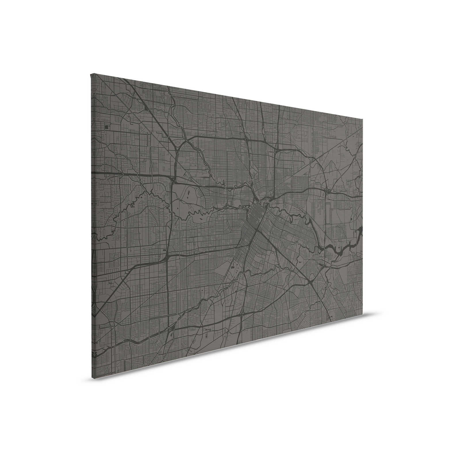         Leinwandbild Stadtkarte mit Straßenverlauf | schwarz – 0,90 m x 0,60 m
    