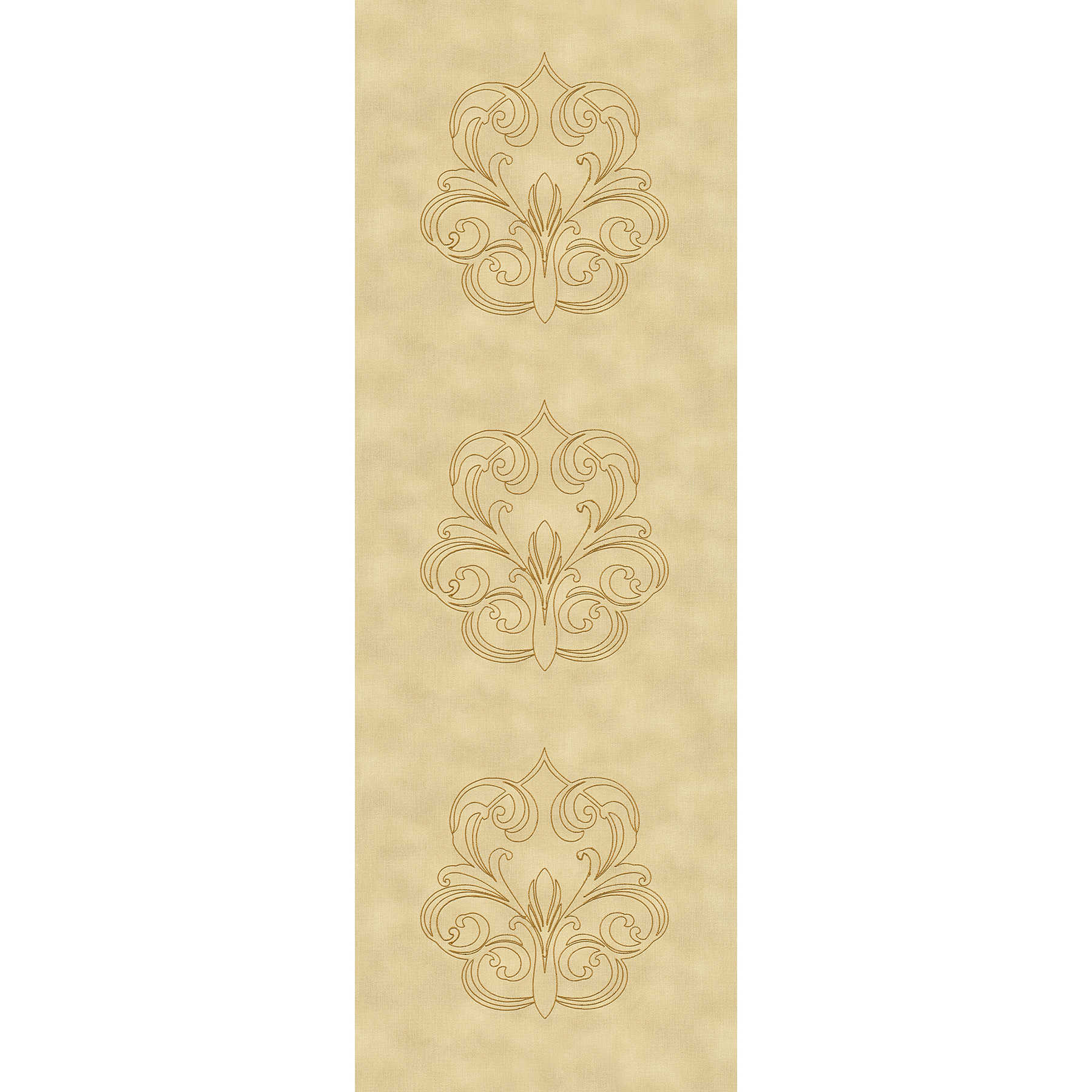         Premium Wandpanel mit Ornamenten auf Textilstruktur – Gelb, Gold
    