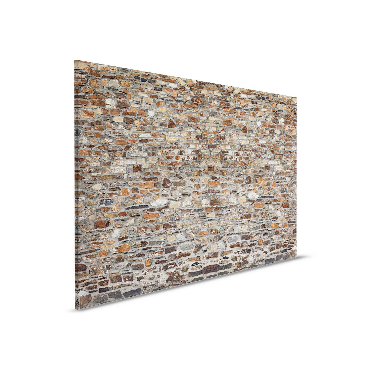 Leinwandbild 3D Mauer alte Ziegel & rustikaler Steinoptik – 0,90 m x 0,60 m
