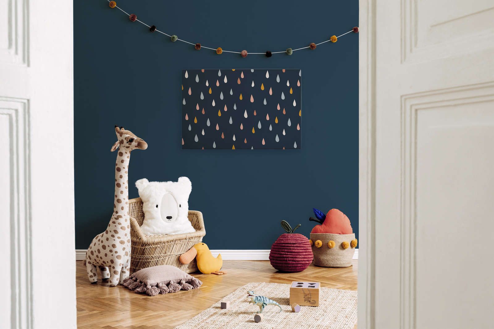             Leinwand fürs Kinderzimmer mit bunten Tropfen – 90 cm x 60 cm
        
