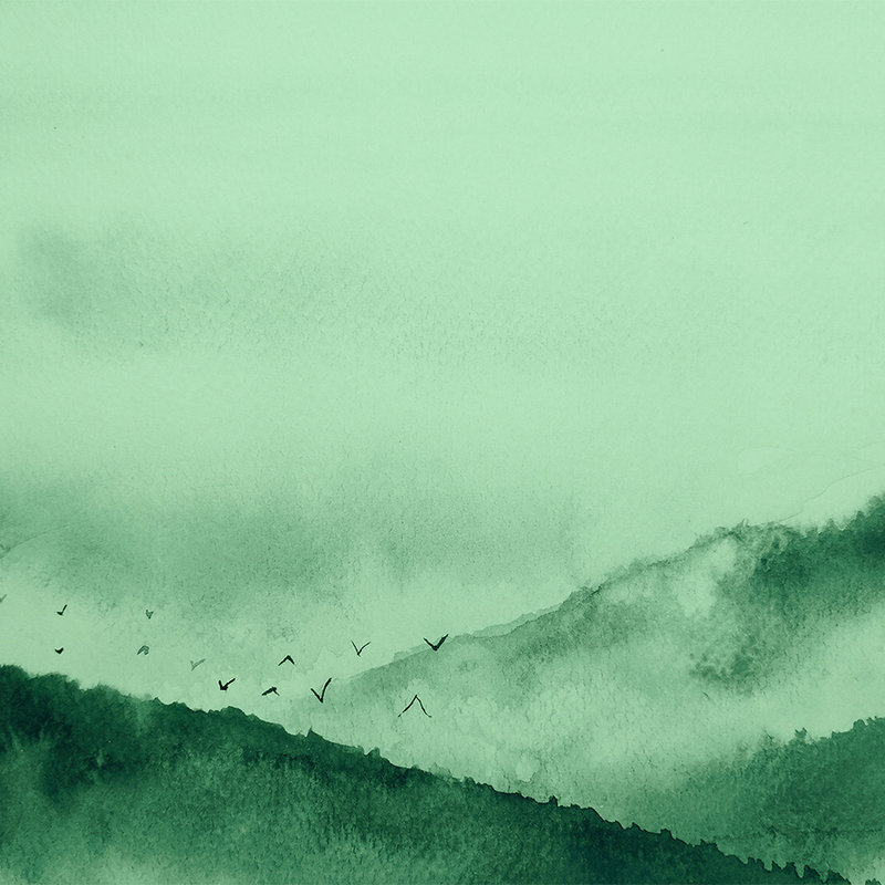 Nebelige Landschaft im Gemälde-Stil – Grün, Schwarz
