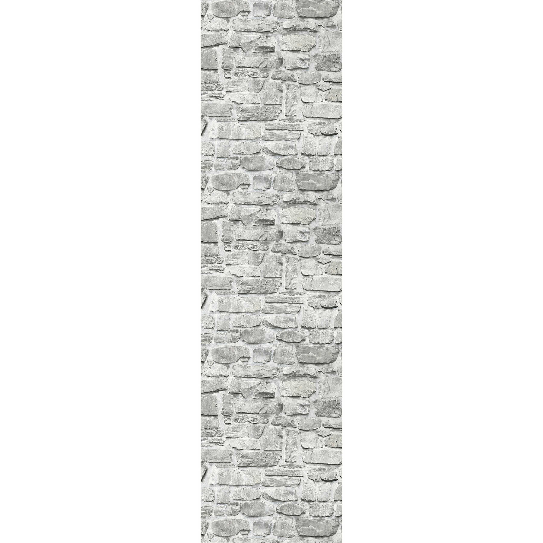 Steinoptik Tapete mit Natursteinmauer – Grau, Weiß
