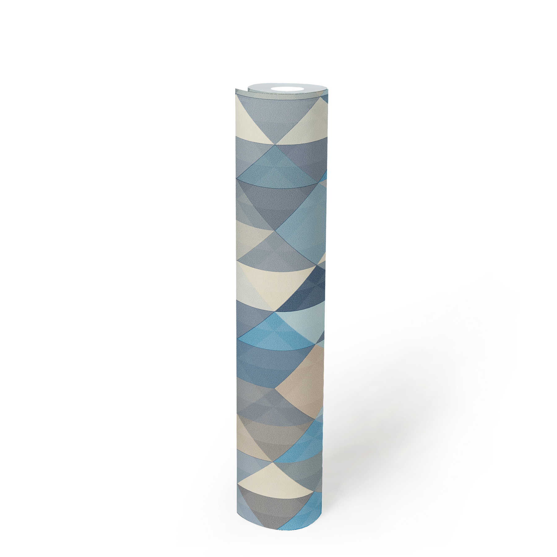             Tapete Scandinavian Style mit geometrischem Muster – Blau, Grau, Beige
        