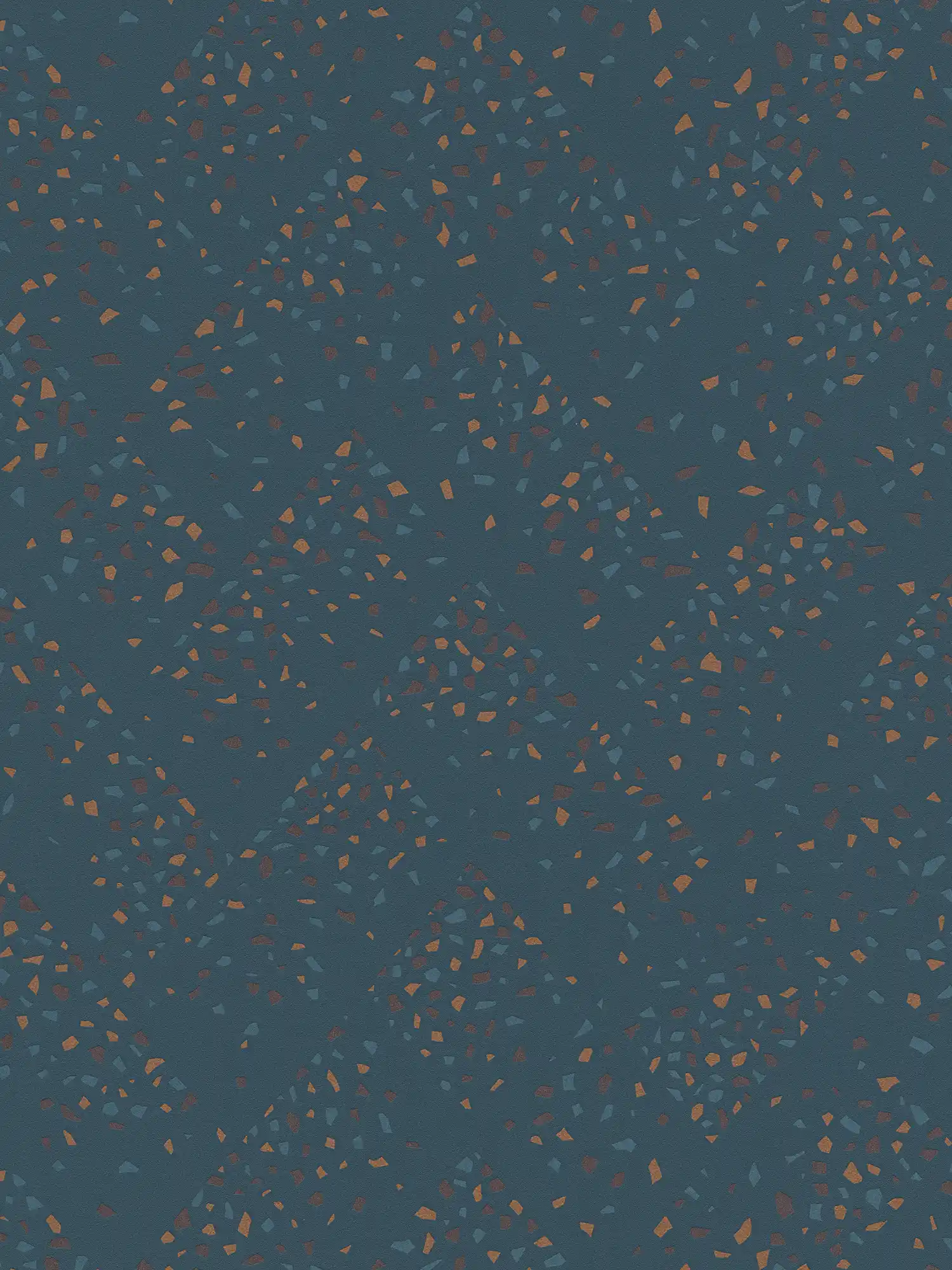 Vliestapete mit Terrazzo Muster – Blau, Grün, Braun
