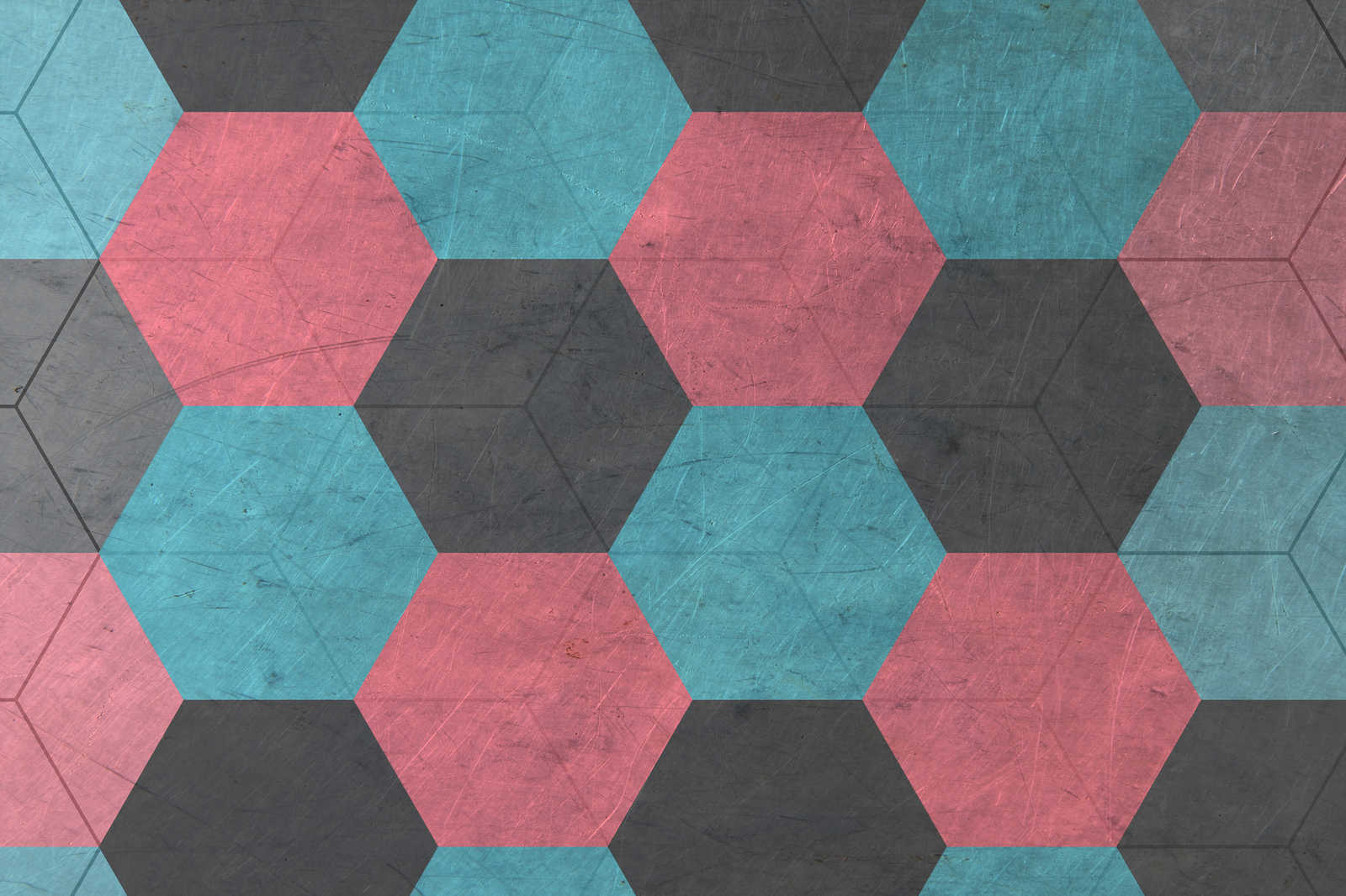             Leinwandbild Hexagon Kacheln im Vintage Look – 0,90 m x 0,60 m
        