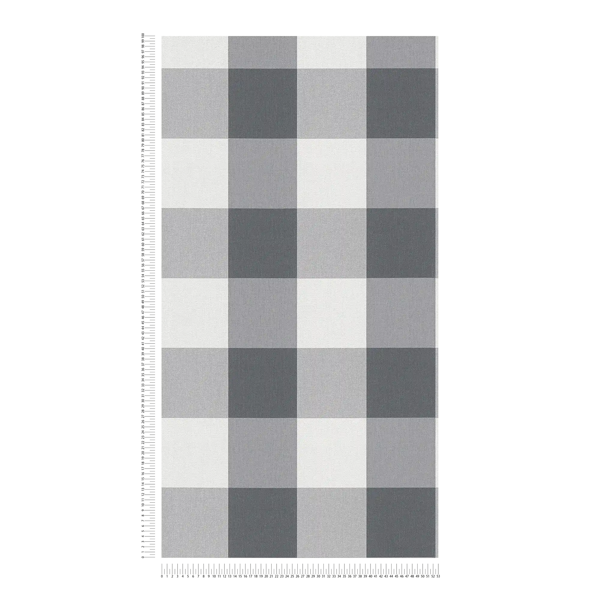             Karierte Tapete mit Textil-Look in harmonischen Farben – Weiß, Grau
        