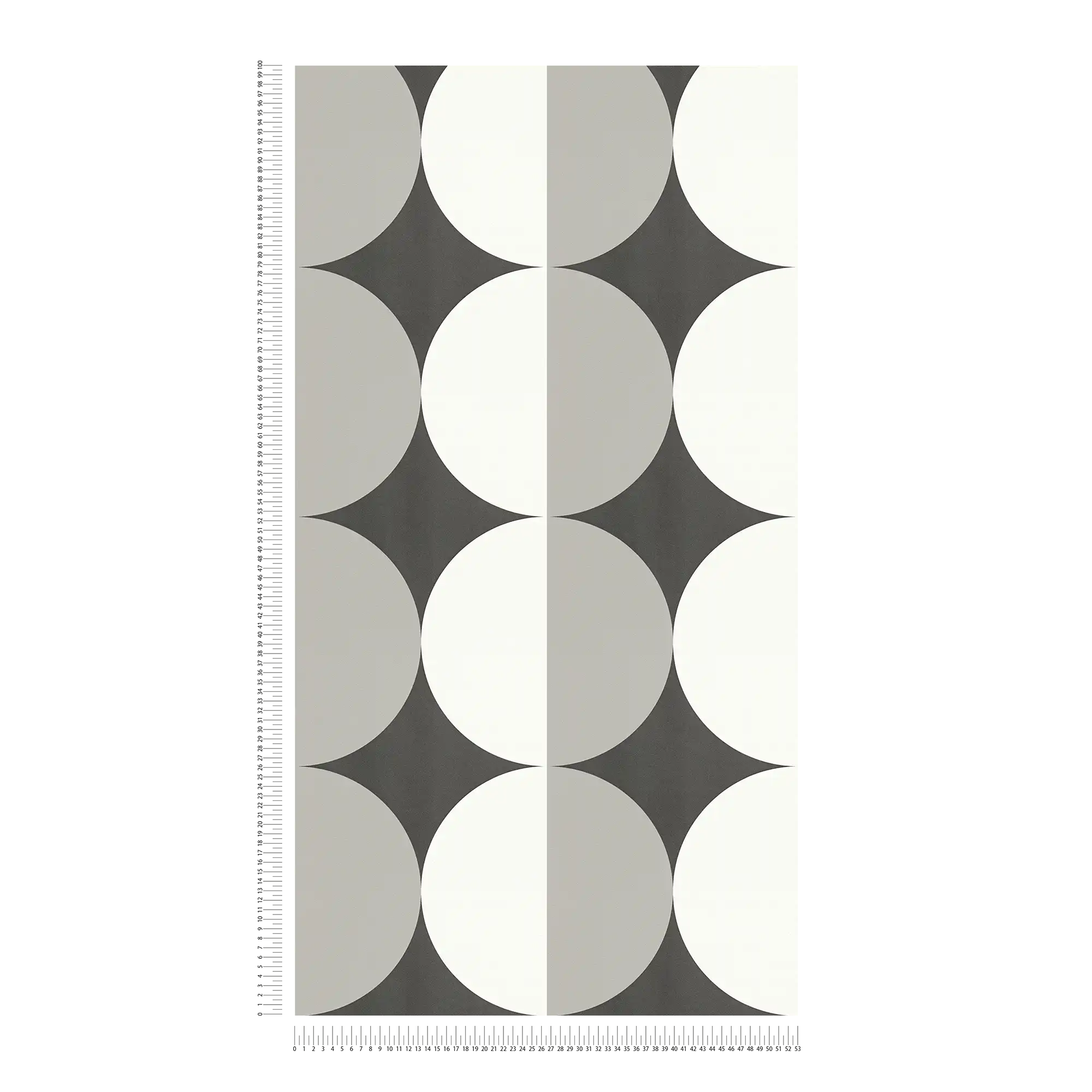             Retro Vliestapete mit grafischen Kreismuster – Schwarz, Weiß, Grau
        