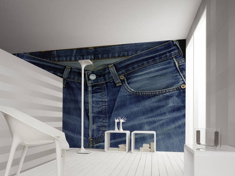             Jeans blau – Fototapete Blue Jeans im XXL Format
        
