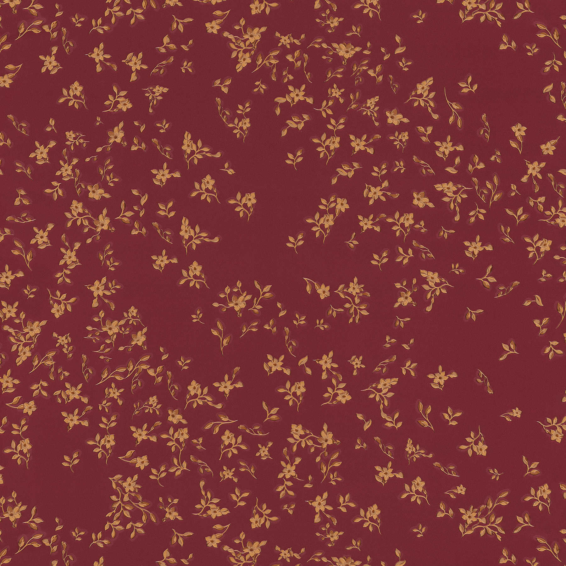         Rote VERSACE Tapete mit Blümchen Muster – Rot, Gold, Braun
    