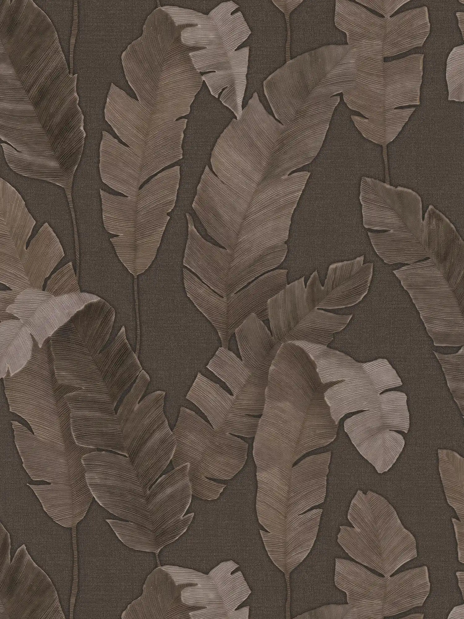 Dschungeltapete mit leicht glänzenden Palmenblätter – Braun
