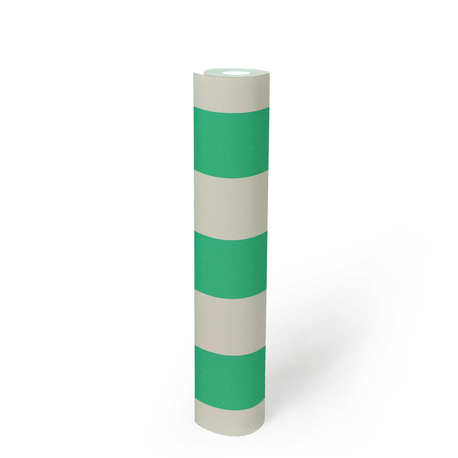             Mustertapete mit Vierecken grafisches Muster – Grün, Weiß
        